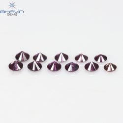 0.21 CT/11 個 ラウンド シェイプ ナチュラル ルース ダイヤモンド ピンク カラー SI クラリティ (1.75 MM)