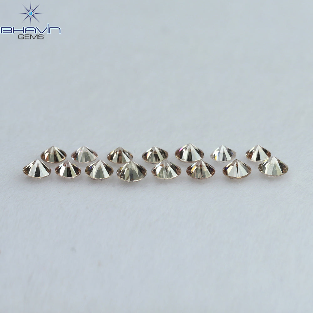 0.38 CT/15 Pcs Round Shape Natural Loose Diamond Brown Pink ((Argyle) Color VS2 Clarity (2.00 MM)
