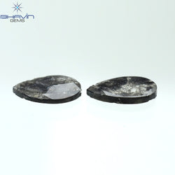 1.01 CT/2 Pcs Pear Slice Shape Natural Diamond Salt And Pepper Color I3 Clarity (8.17 MM)