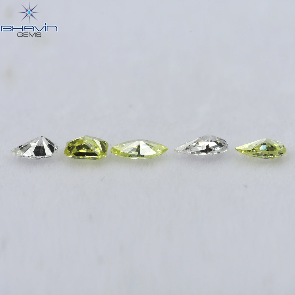 0.40 CT/5 Pcs Mix Shape Natural Diamond Pink-Yellow Color VS-SI Clarity (4.05 MM)