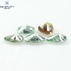 0.51 CT/5 Pcs Mix Shape Natural Diamond Bluish Green Color SI Clarity (3.65 MM)