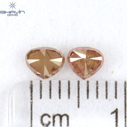 0.51 CT/2 Pcs Heart Shape Natural Loose Diamond Pink Color I2 Clarity (4.22 MM)
