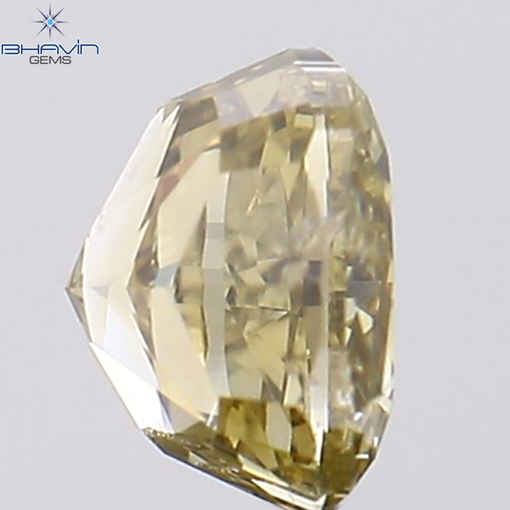 0.51 CT Cuhion Shape Natural Diamond Green Yellow (Chameleon) Color SI2 Clarity (4.43 MM)