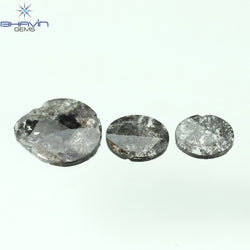 0.92 CT スライス形状 天然ダイヤモンド ソルト アンド ペッパー カラー I3 クラリティ (10.75 MM)