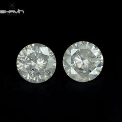 0.78 CT/2 Pcs Round Shape Natural Loose Diamond White Color I3 Clarity (4.70 MM)