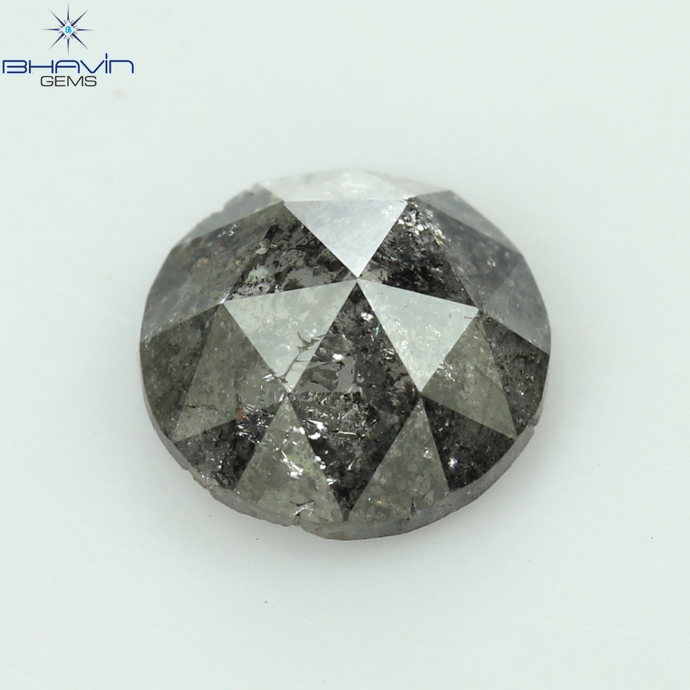 0.69 CT Round Rose Cut Shape Natural Diamond Salt And Pepper Color I3 Clarity (5.76 MM)