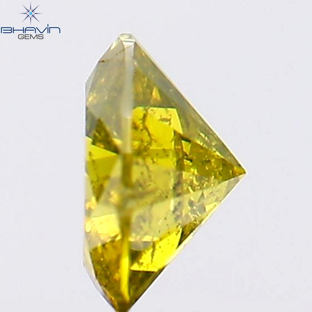 0.31 CT Round Shape Natural Diamond Green Yellow Color I1 Clarity (4.39 MM)