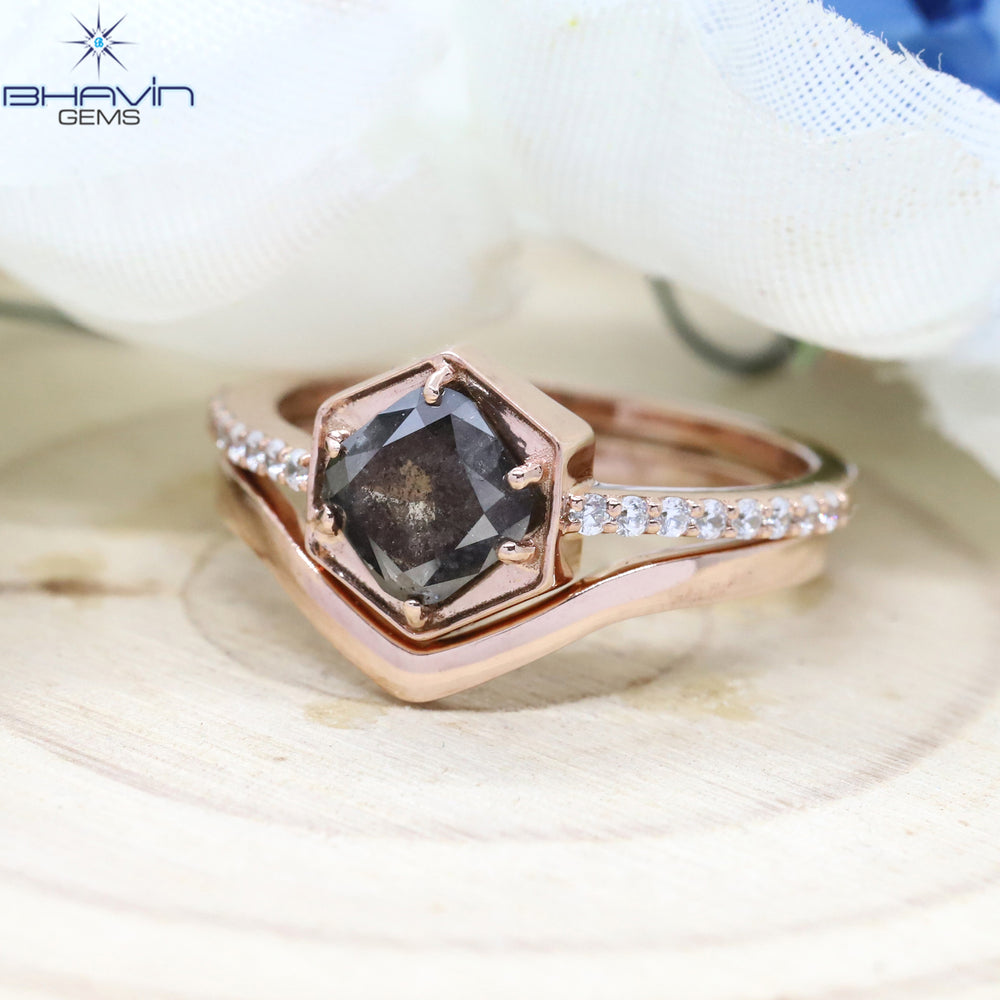 Cushion Diamond, Salt and Pepper Diamond, Natural Diamond Ring, Engagement Ring, Wedding Ring