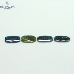 2.81 CT/4 Pcs Slice Shape Natural Diamond Blue Green Color I3 Clarity (8.48 MM)