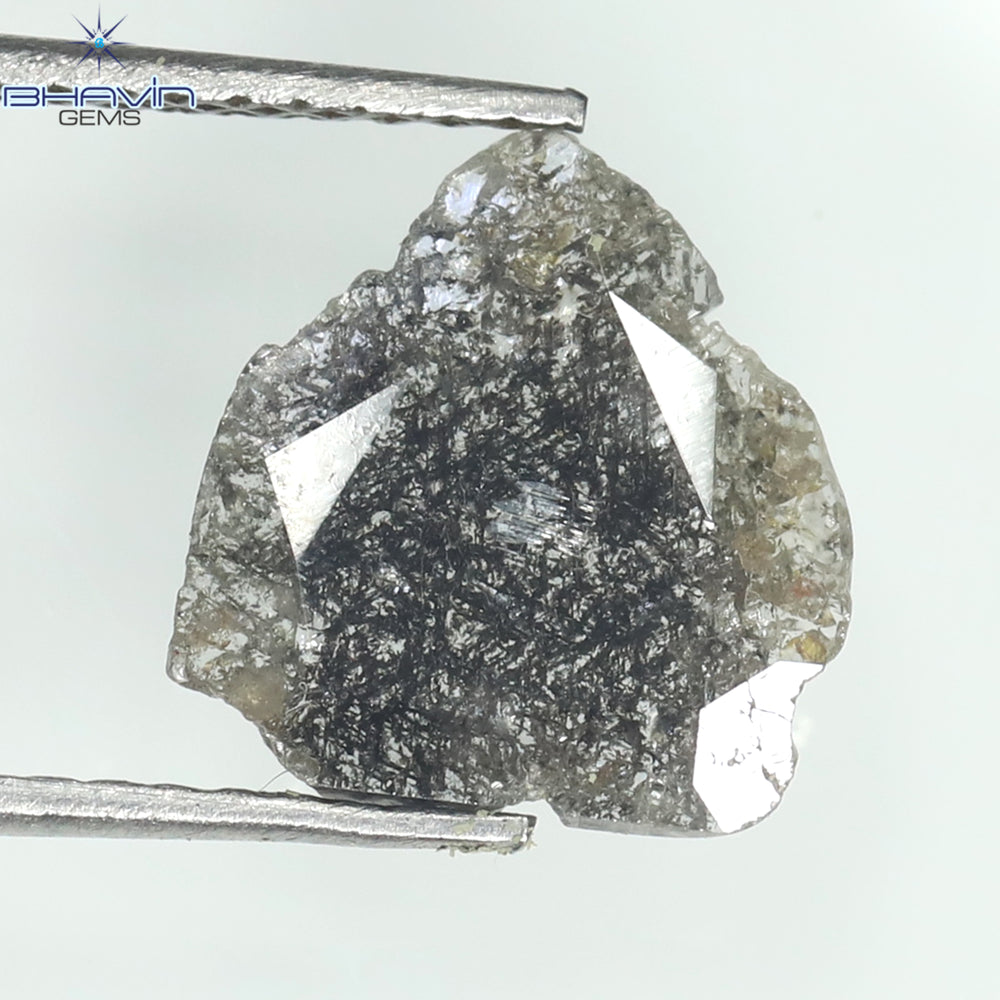 1.20 CT Slice Shape Natural Diamond Salt And Pepper Color I3 Clarity (10.38 MM)