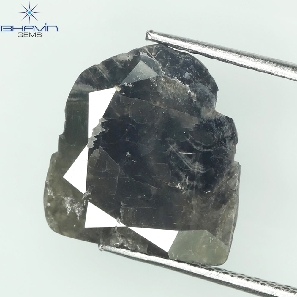 1.56 CT Slice Shape Natural Diamond Black Color I3 Clarity (11.90 MM)