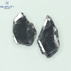 2.69 CT(2 Pcs) Slice Shape Natural Diamond Black Color I3 Clarity (15.45 MM)