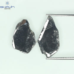 2.69 CT(2 Pcs) Slice Shape Natural Diamond Black Color I3 Clarity (15.45 MM)