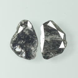 1.92 CT/2 Pcs Slice Shape Natural Diamond Salt And Pepper Color I3 Clarity (11.38 MM)