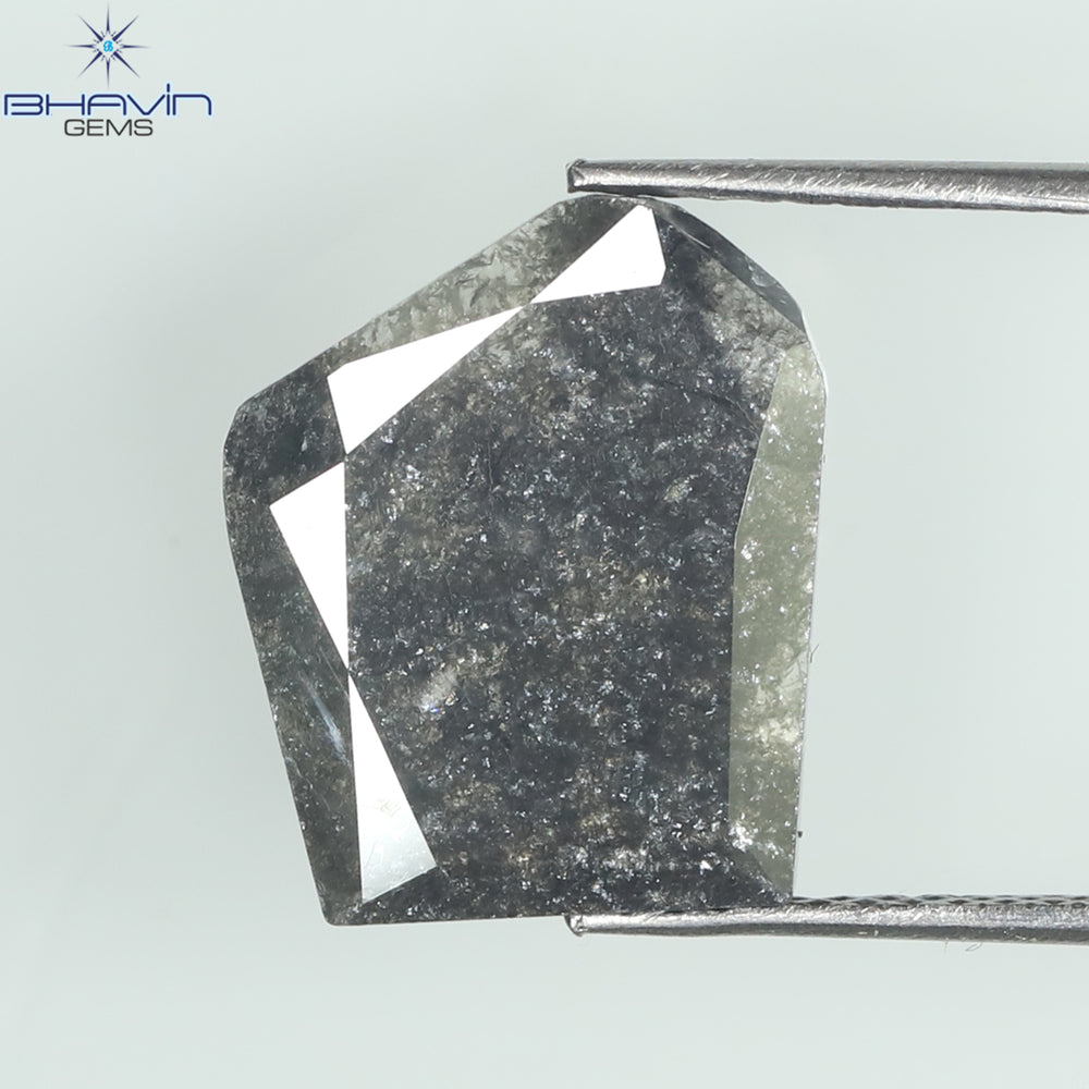 2.69 CT Slice Shape Natural Diamond Salt And Pepper Color I3 Clarity (12.60 MM)