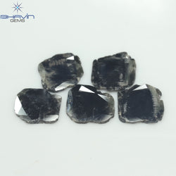 5.11 CT/5 PCS Slice Shape Natural Diamond Black Color I3 Clarity (11.47 MM)