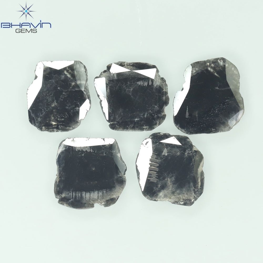 5.11 CT/5 PCS Slice Shape Natural Diamond Black Color I3 Clarity (11.47 MM)