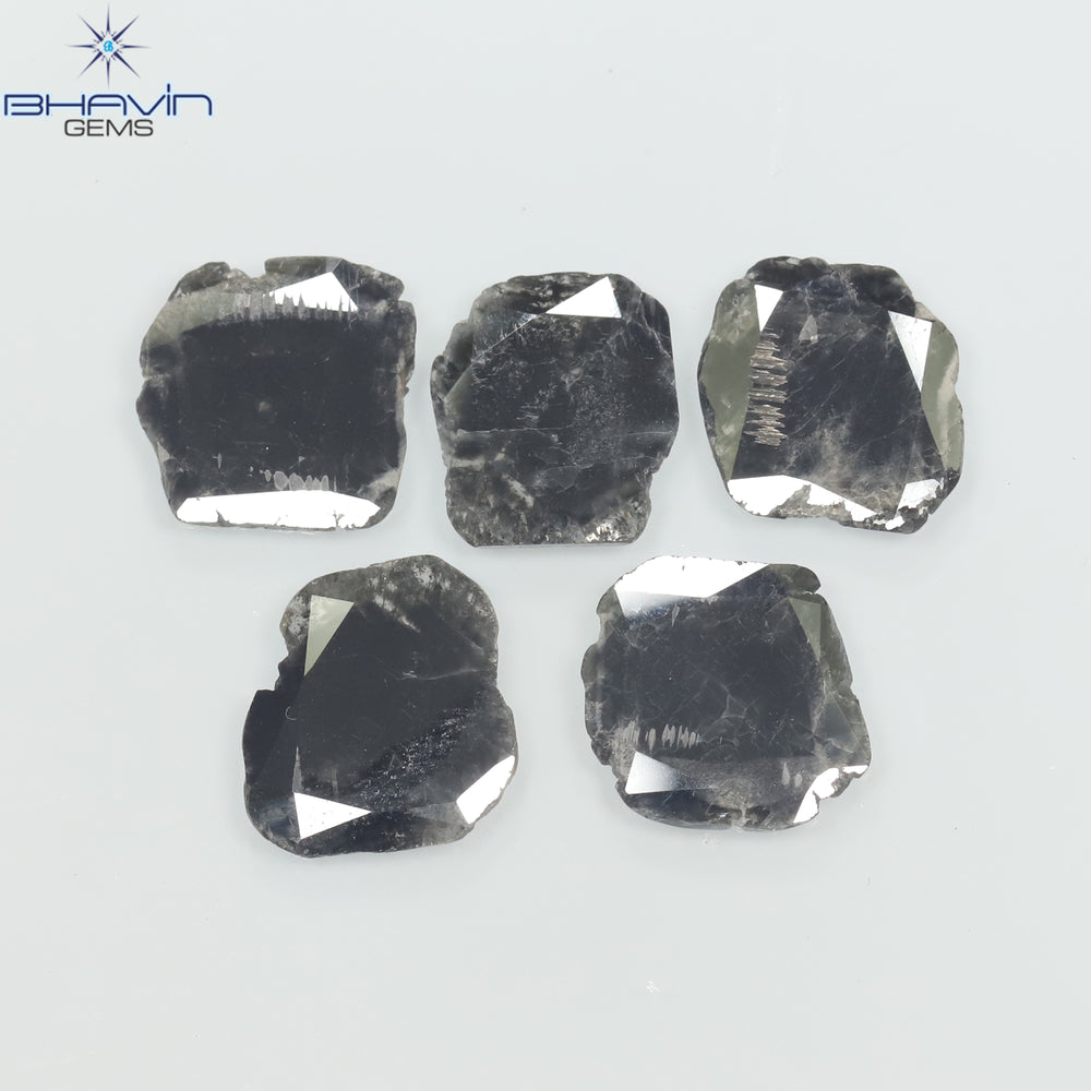 5.11 CT/5 PCS Slice Shape Natural Diamond Black Color I3 Clarity (11.47 MM)