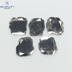 5.11 CT/5 PCS Slice Shape Natural Diamond Black Color I3 Clarity (11.47 MM)
