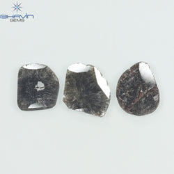 3.10 CT/3 PCS Slice Shape Natural Diamond Salt And Pepper Color I3 Clarity (11.85 MM)