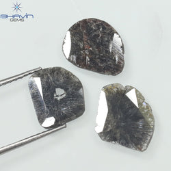 3.10 CT/3 PCS Slice Shape Natural Diamond Salt And Pepper Color I3 Clarity (11.85 MM)