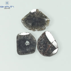 3.10 CT/3 PCS Slice Shape Natural Diamond Salt And Pepper Color I3 Clarity (11.85 MM)