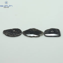 3.10 CT/3 PCS Slice Shape Natural Diamond Salt And Pepper Color I3 Clarity (11.85 MM)