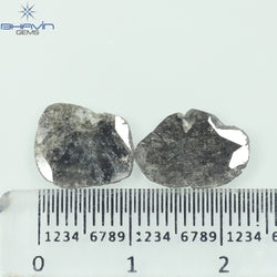 2.52 PCS Slice Shape Natural Diamond Salt And Pepper Color I3 Clarity ( 12.55 MM)