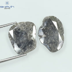 2.52 PCS Slice Shape Natural Diamond Salt And Pepper Color I3 Clarity ( 12.55 MM)