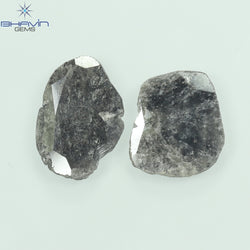 2.52 PCS Slice Shape Natural Diamond Salt And Pepper Color I3 Clarity ( 12.55 MM)