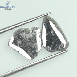 2.03 CT Slice Shape Natural Diamond Salt And Pepper Color I3 Clarity (11.00 MM)