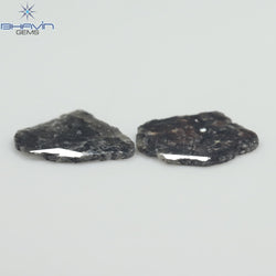 3.06 PCS Slice Shape Natural Diamond Salt And Pepper Color I3 Clarity (12.60 MM)