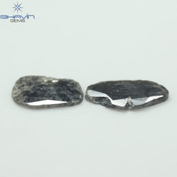 2.52 PCS Slice Shape Natural Diamond Salt And Pepper Color I3 Clarity ( 12.55 MM)