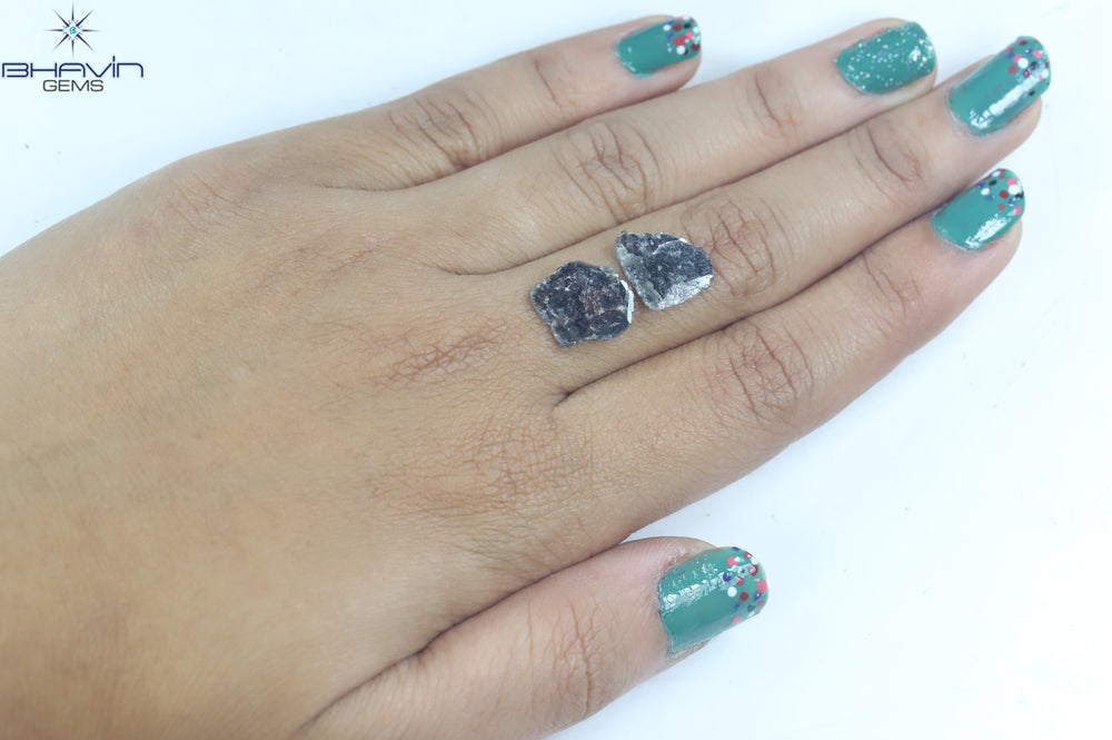 3.06 PCS Slice Shape Natural Diamond Salt And Pepper Color I3 Clarity (12.60 MM)