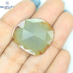 12.29 CT Uncut Slice Rosecut Shape Natural Loose Diamond Brownish Grayish Yellow Clarity I3 For Engagement & Wedding Ring /Sku:EP35-4