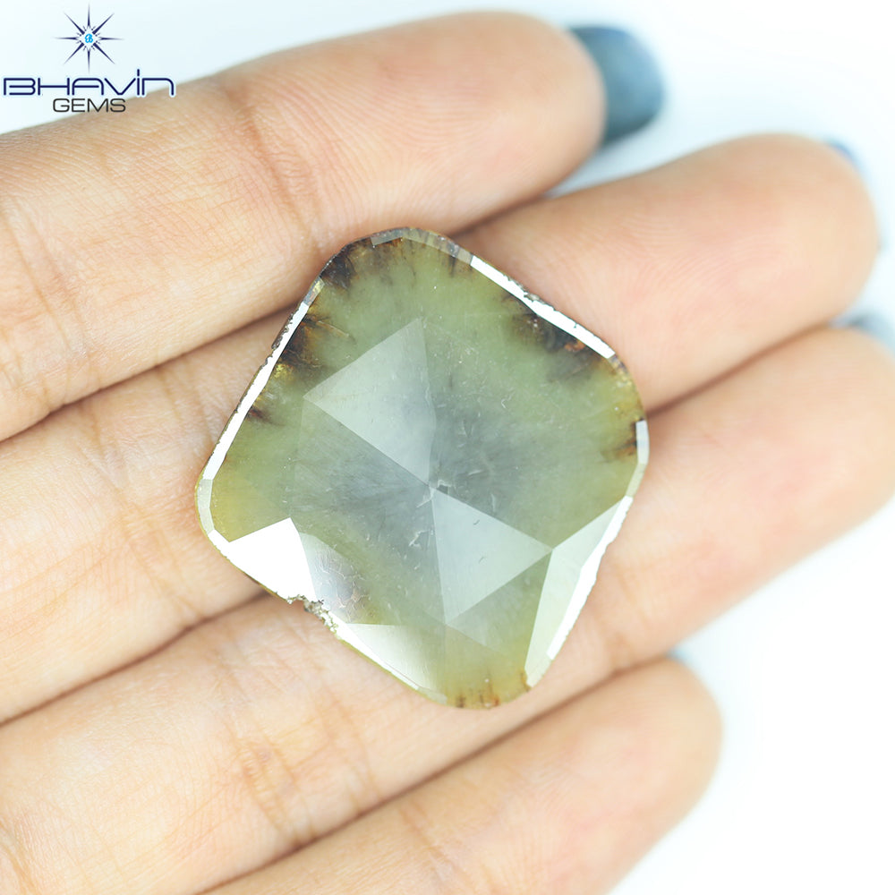 12.24ct ノーカット スライス ローズカット ダイヤモンド 天然 ルース ダイヤモンド ブラウン グレイッシュ イエロー ダイヤモンド ギフト ダイヤモンド ジュエリー ダイヤモンド リング EP35-7