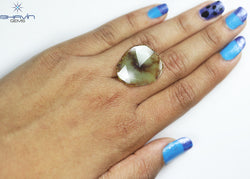 12.29 CT Uncut Slice Rosecut Shape Natural Loose Diamond Brownish Grayish Yellow Clarity I3 For Engagement & Wedding Ring /Sku:EP35-4