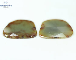 26.32 CT,2 Pcs Uncut Slice Rosecut Shape, Loose Diamond, Clarity I3
