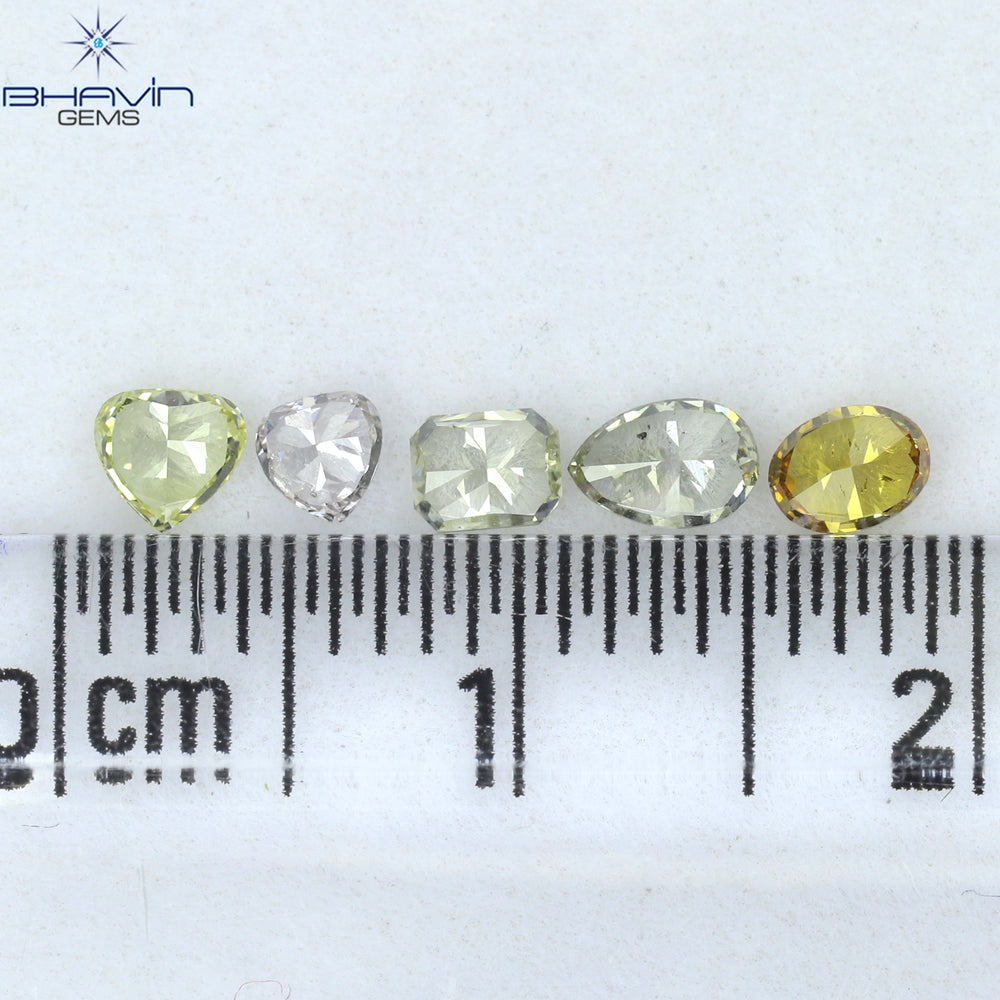 0.70 CT/5 Pcs Mix Shape Natural Diamond Mix Color VS2 Clarity (4.10 MM)