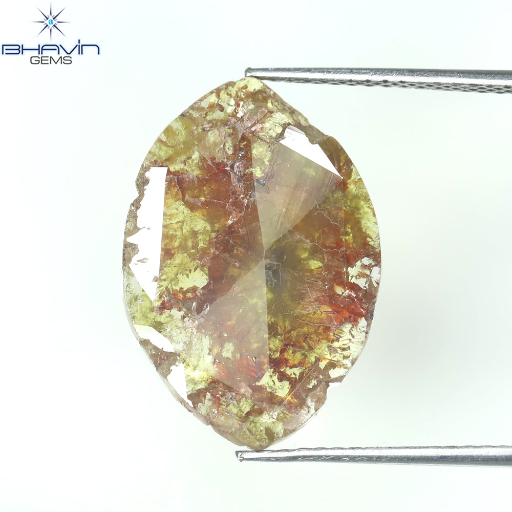4.90 CT Maquise Slice Shape Natural Diamond Yellow Brown Color I3 Clarity (19.50 MM)