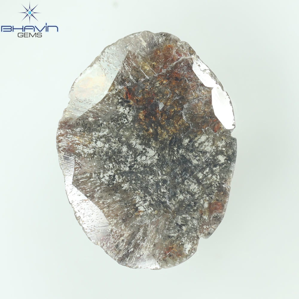 5.35 CT スライス シェイプ ナチュラル ダイヤモンド ソルト アンド ペッパー カラー I3 クラリティ (21.00 MM)