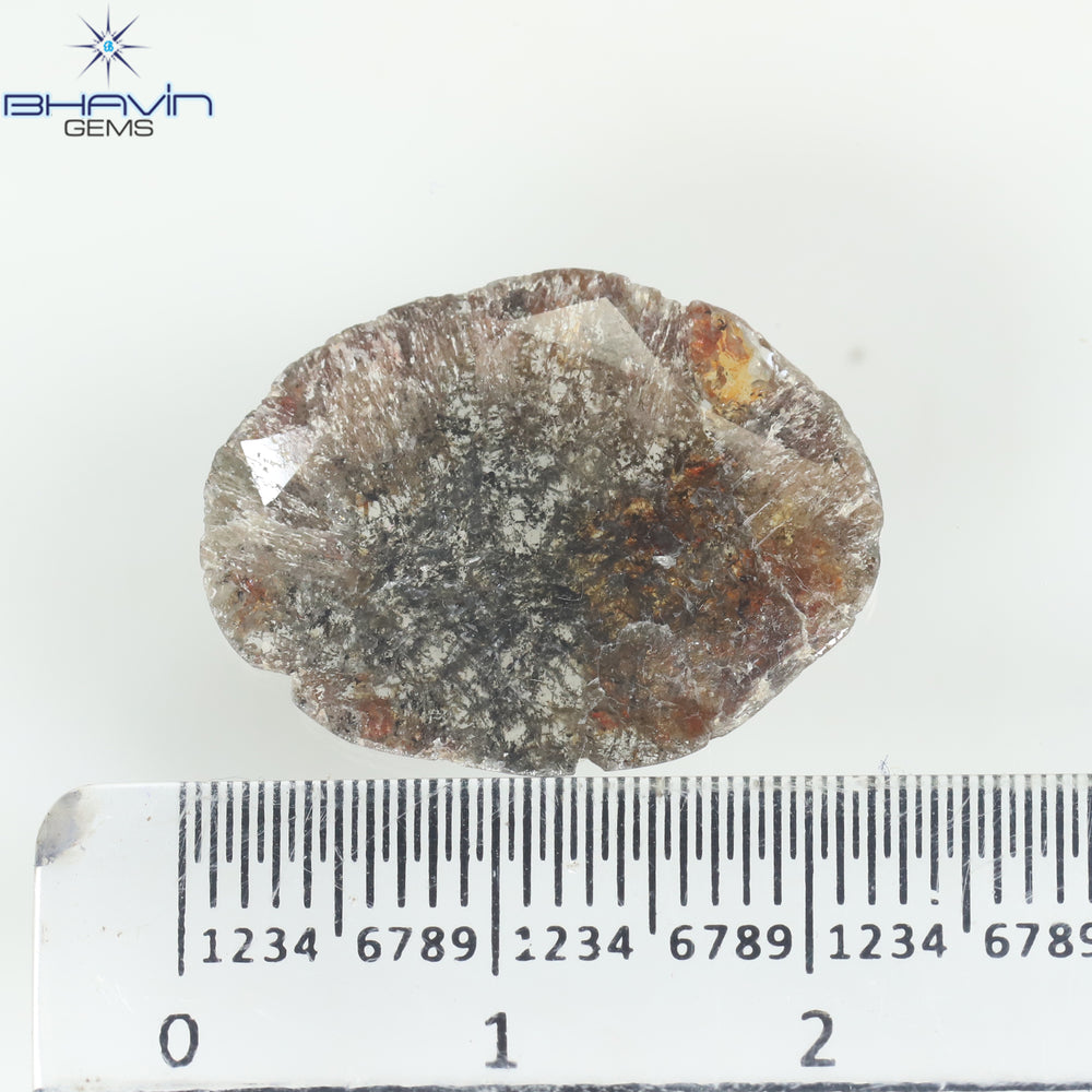 5.35 CT スライス シェイプ ナチュラル ダイヤモンド ソルト アンド ペッパー カラー I3 クラリティ (21.00 MM)