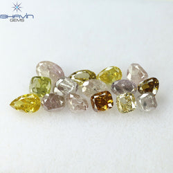 3.04 CT/15 Pcs Mix Shape Natural Diamond Pink Yellow Color I2 Clarity (5.00 MM)