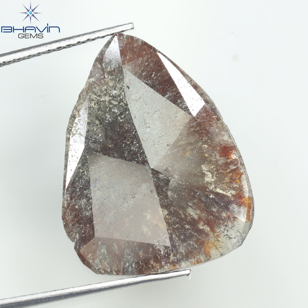 5.56 CT Pear Slice Shape Natural Diamond Salt And Pepper Color I3 Clarity (21.50 MM)