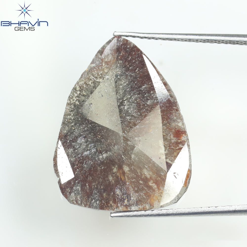 5.56 CT Pear Slice Shape Natural Diamond Salt And Pepper Color I3 Clarity (21.50 MM)