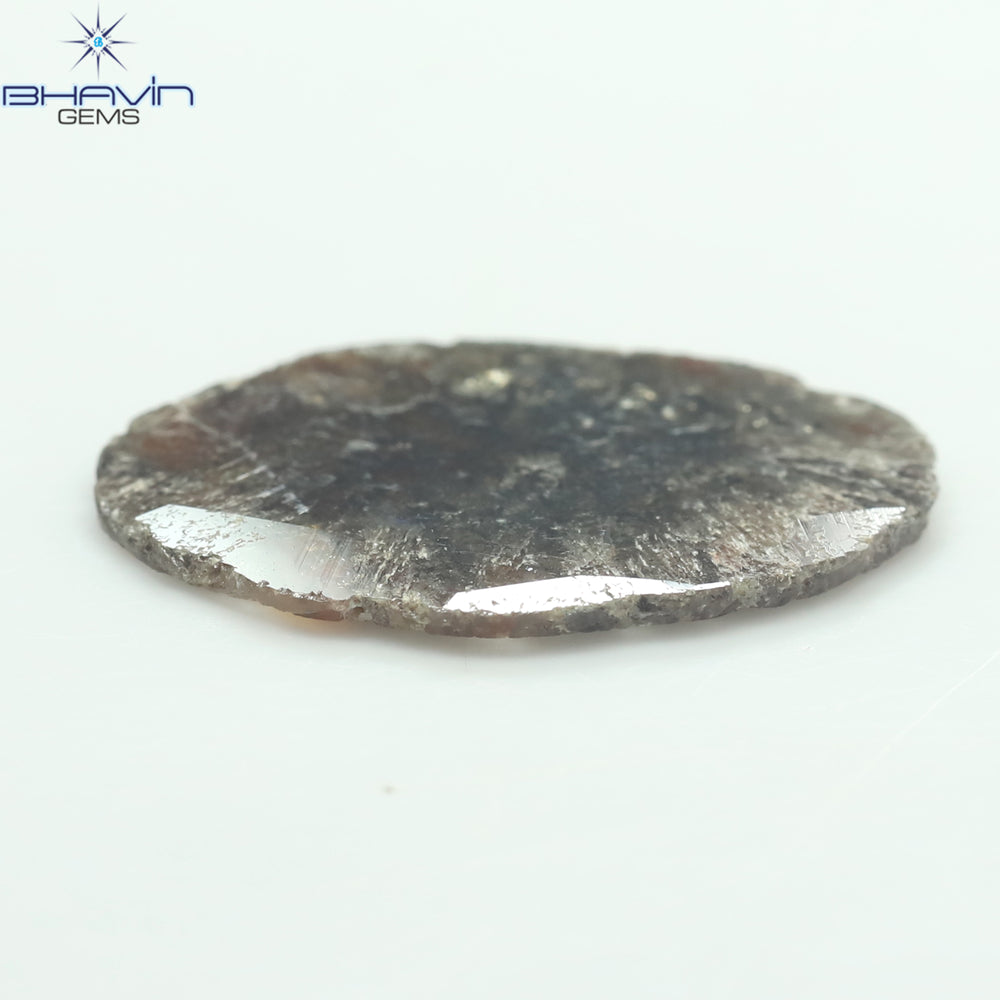 5.35 CT スライス シェイプ ナチュラル ダイヤモンド ソルト アンド ペッパー カラー I3 クラリティ (21.00 MM)