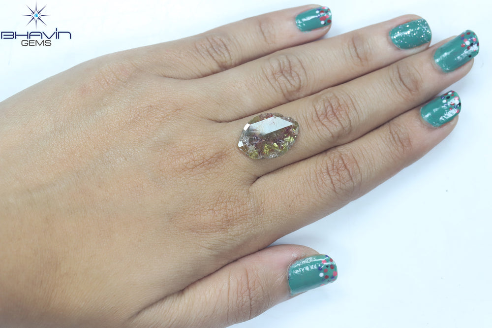 4.90 CT Maquise Slice Shape Natural Diamond Yellow Brown Color I3 Clarity (19.50 MM)