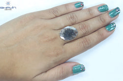 5.35 CT スライス シェイプ ナチュラル ダイヤモンド ソルト アンド ペッパー カラー I3 クラリティ (21.00 MM)
