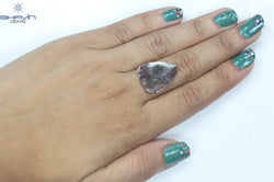 5.56 CT Pear Slice Shape Natural Diamond Salt And Pepper Color I3 Clarity (21.50 MM)