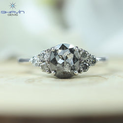 Oval Diamond Salt And Pepper Diamond Natural Diamond Ring Gold Ring Engagement Ring